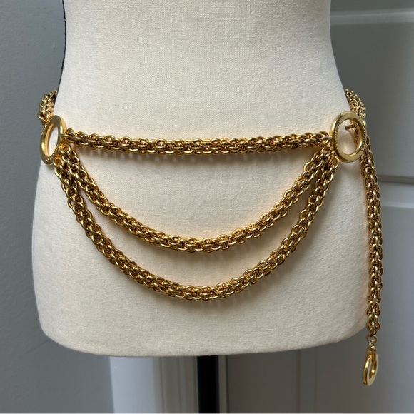 Paloma Picasso Three Tiered Heavy Gold Plated Chain Belt - Picture 5 of 8